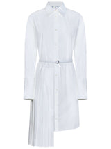 Off-White Asymmetric Pleated Long-sleeved Shirt Dress - Women