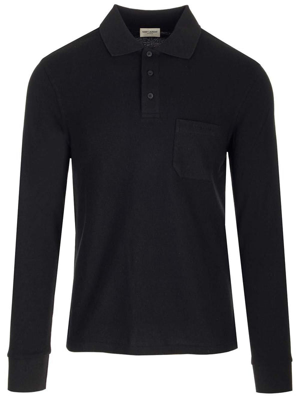 Saint Laurent Button Detailed Long-sleeved Polo Shirt - Men