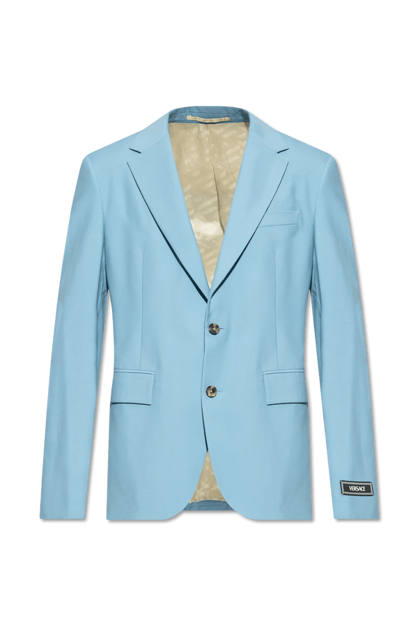 Versace Light Blue Single-Breasted Blazer With Silk Back - Men - Piano Luigi
