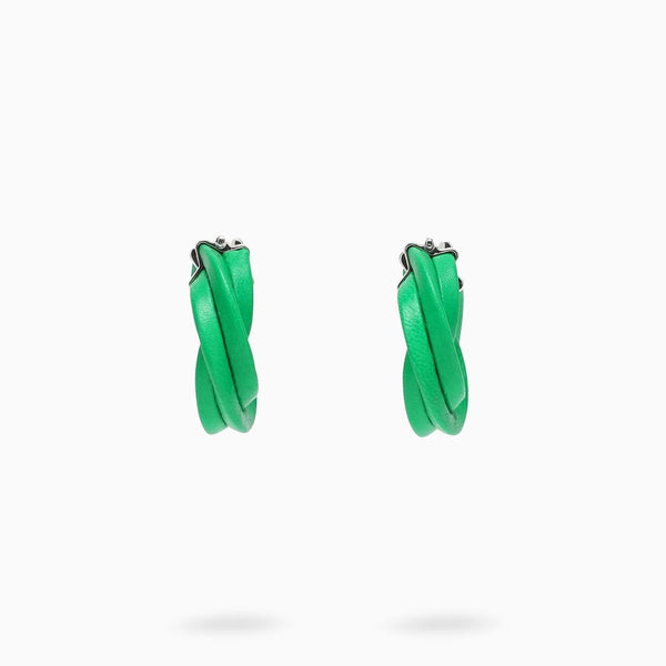 Bottega Veneta Green Twisted Hoop Earrings - Women - Piano Luigi
