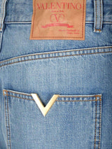 Valentino Logo Patch Wide Leg Jeans - Women