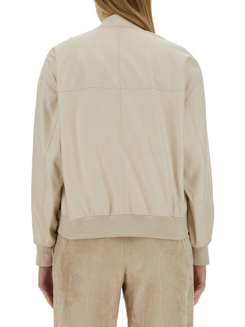 Brunello Cucinelli Leather Bomber Jacket - Women