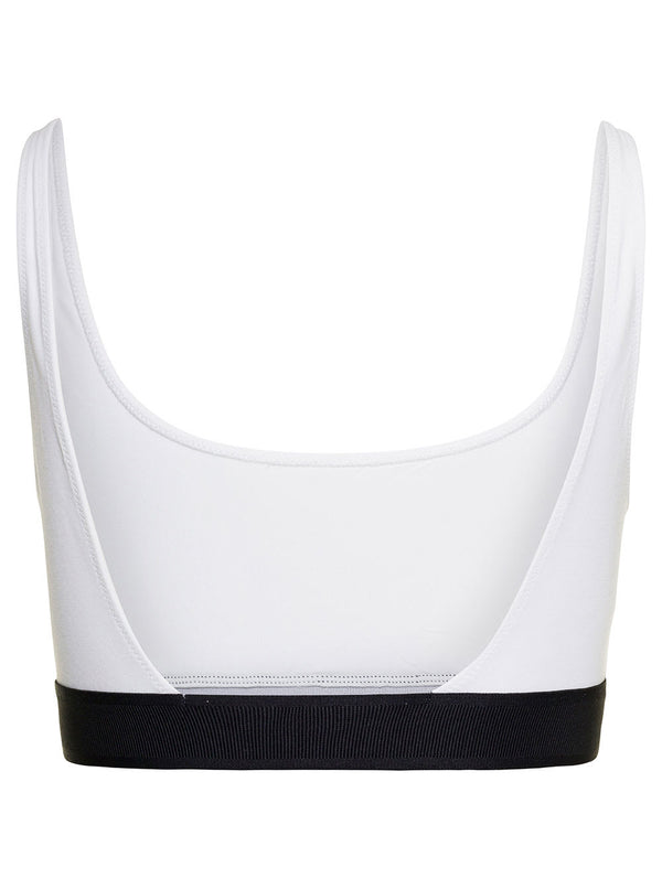 Tom Ford White And Black Bralette With Contrasting Logo Print In Stretch Modal Woman - Women