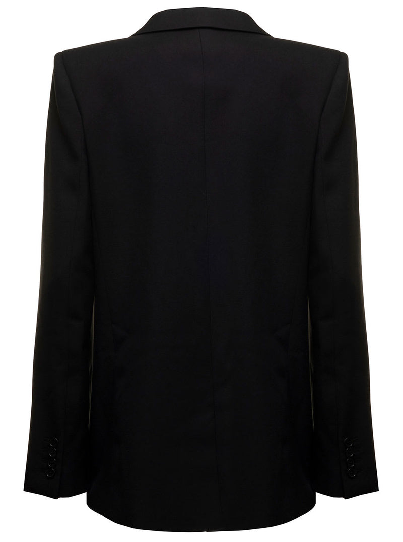 Saint Laurent Womans Black Gabardine Single-breasted Blazer - Women