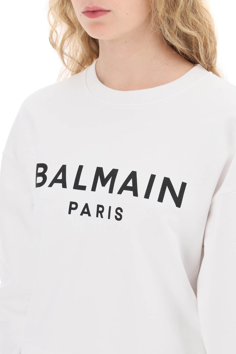 Balmain Cropped Sweatshirt With Flocked Logo - Women