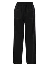 Brunello Cucinelli Light Stretch Cotton Fleece Trousers With Shiny Tab - Women