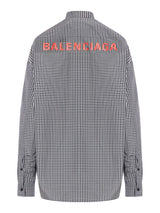 Balenciaga Cocoon Shirt Micro Check Mix Cotton Poplin - Women