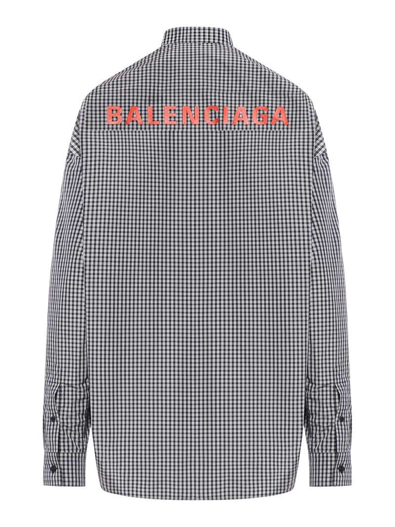 Balenciaga Cocoon Shirt Micro Check Mix Cotton Poplin - Women