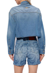 Versace Button-up Cropped Denim Shirt - Women