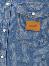 Versace Light Blue Cotton Denim Shirt - Men