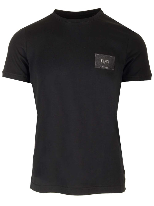 Fendi T-shirt With Leather Logo Patch - Men
