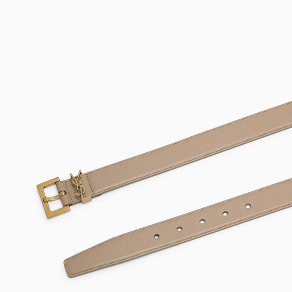 Saint Laurent Monogram Dark Beige Belt 3 Cm - Women