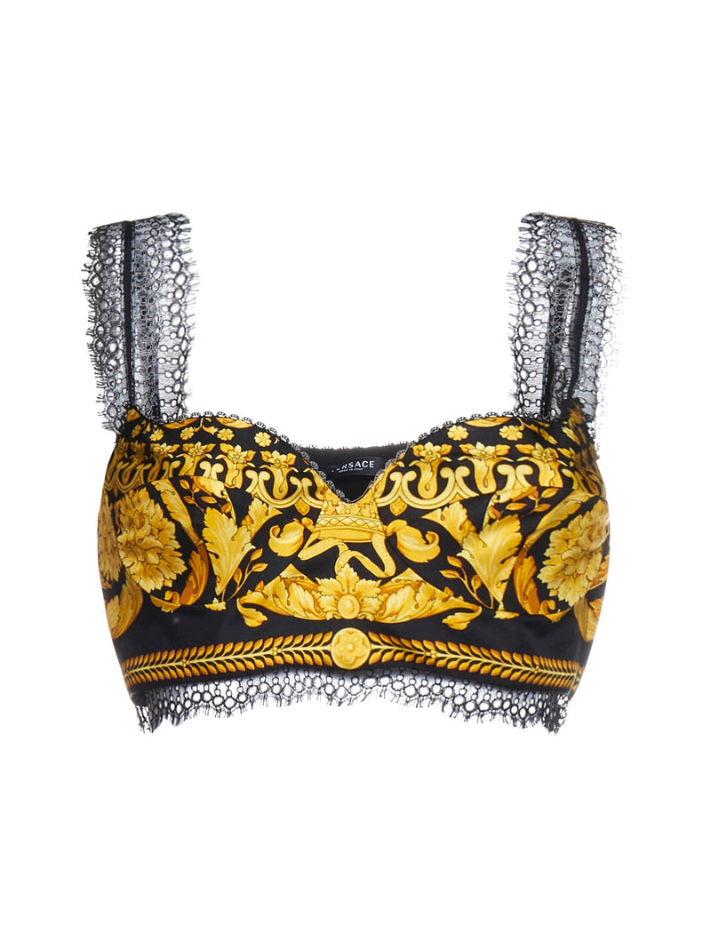 Versace Barocco Silk Bralette Top - Women