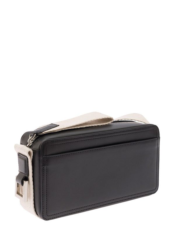 Jacquemus le Cuerda Horizontal Black Shoulder Bag With Logo In Relief In Smooth Leather Man - Women