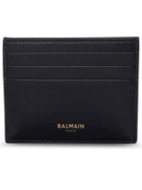 Balmain Black Leather bbuzz Cardholder - Women