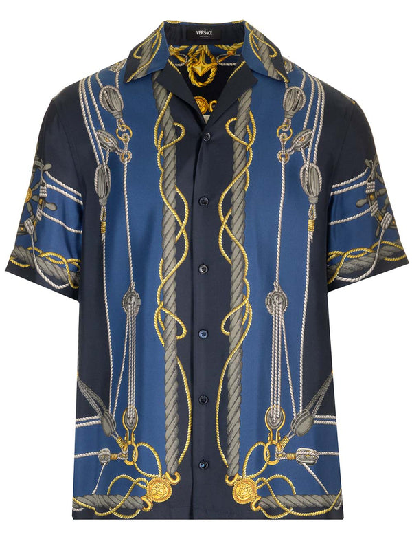 Versace Nautical Print Silk Shirt - Men