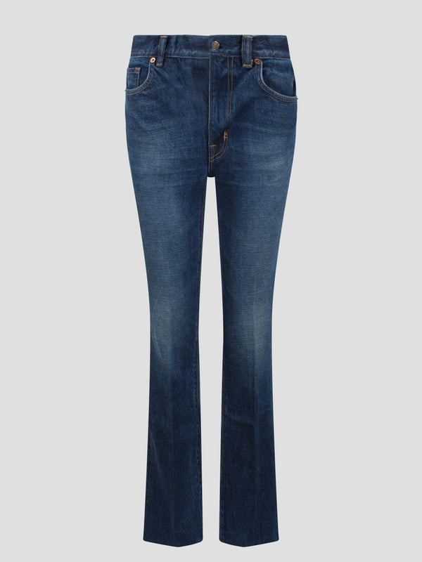 Tom Ford Stone Washed Denim Straight Fit Jeans - Women