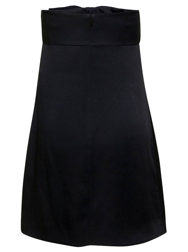 Saint Laurent Black Bowl-detail Strapless Minidress In Viscose Woman - Women