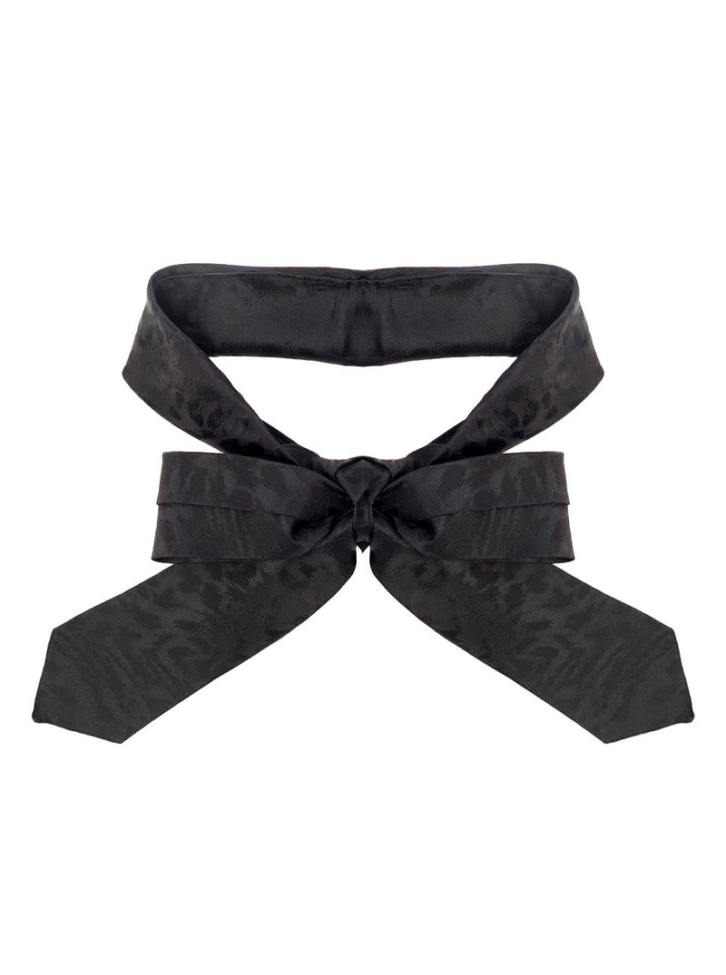 Saint Laurent Black Tapered Tie With All-over Leopard Motif In Silk Man - Men