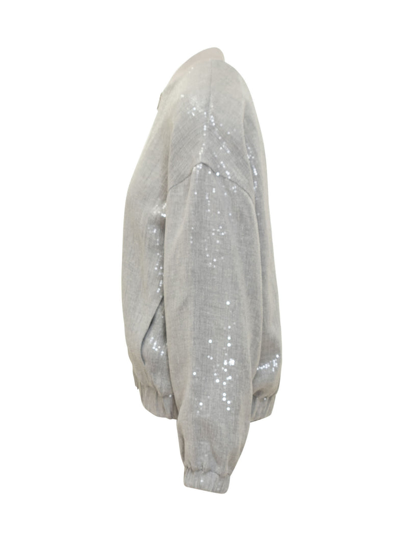 Brunello Cucinelli Linen Bomber Jacket With Paillettes - Women