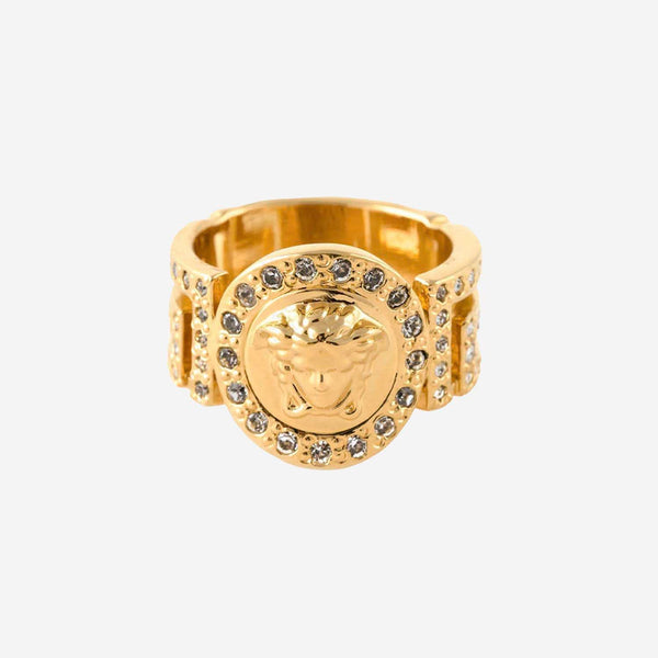 Versace La Medusa Ring With Crystals - Women