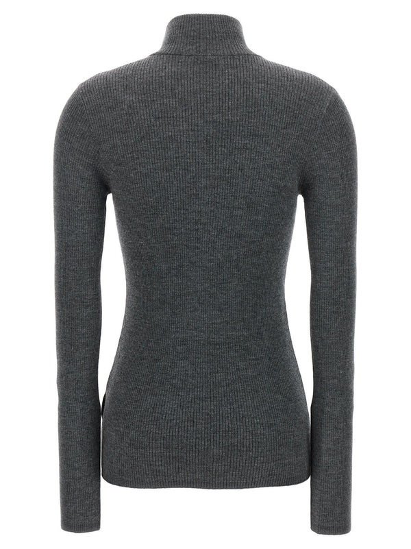 Brunello Cucinelli Half Zip Ribbed Sweater - Women - Piano Luigi