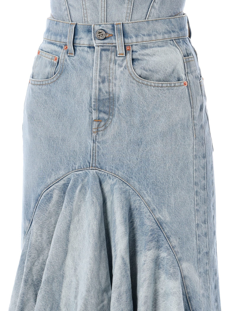 VETEMENTS Flared Denim Midi Skirt - Women