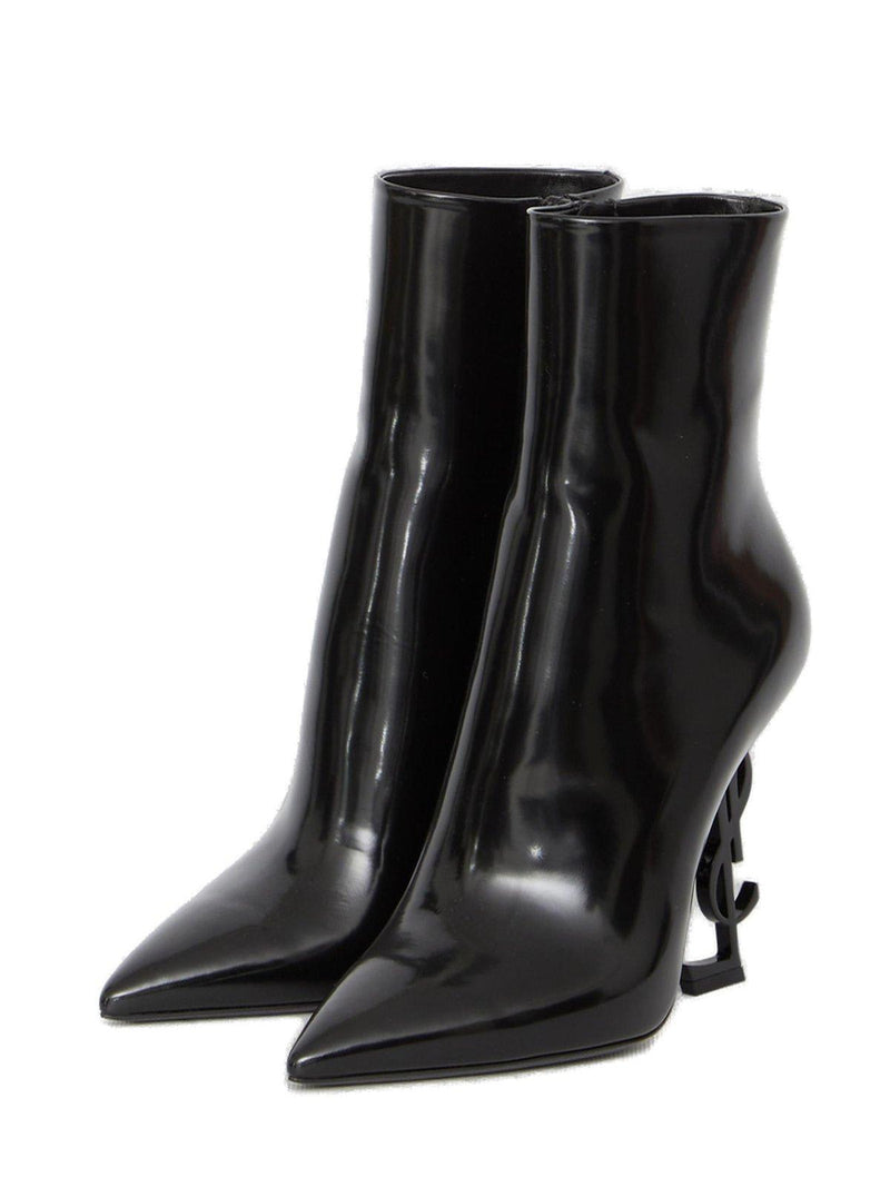 Saint Laurent Opyum Logo Plaque Pointed Toe Boots - Women