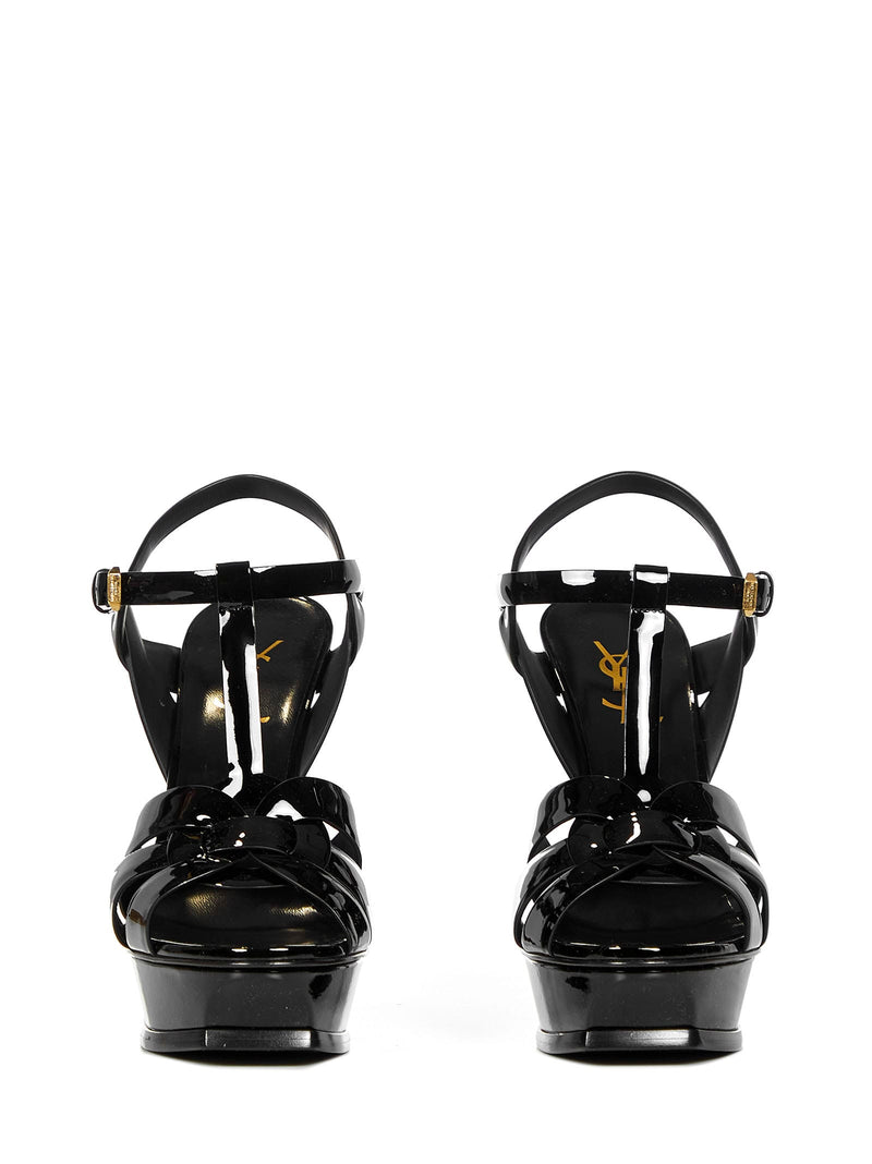 Saint Laurent Tribute Black Patent Leather Sandals - Women