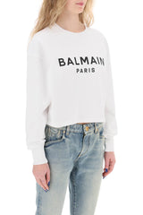 Balmain Cropped Sweatshirt With Flocked Logo - Women