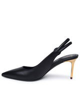 Balmain Black Leather Sling Back - Women