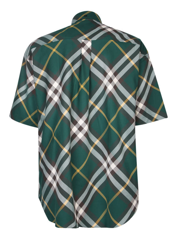 Burberry Check Motif Green Shirt - Men