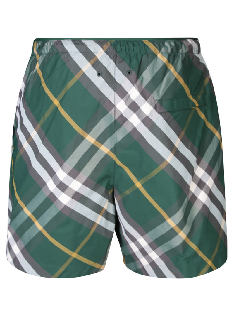 Burberry Check Motif Green Swimsuit - Men