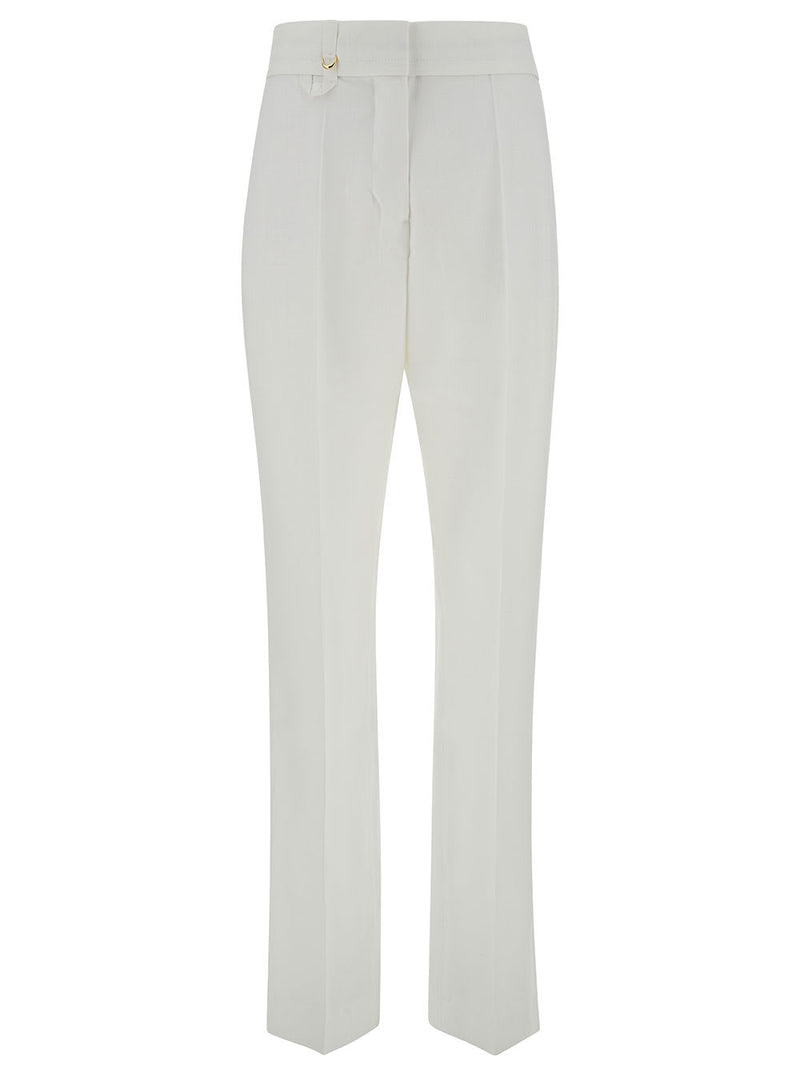 Jacquemus le Pantalon Tibau White Tailored High-waisted Pants In Cotton Woman - Women