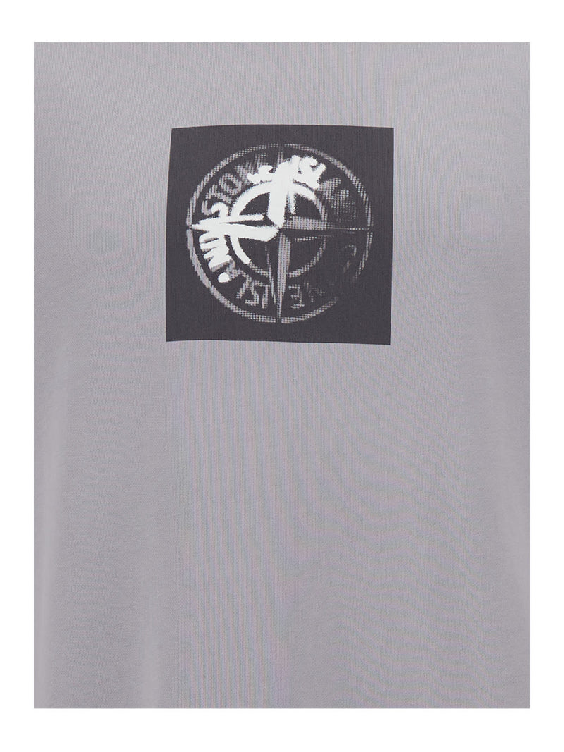 Stone Island Grey Crewneck Sweatshirt With Logo Print In Cotton Man - Men