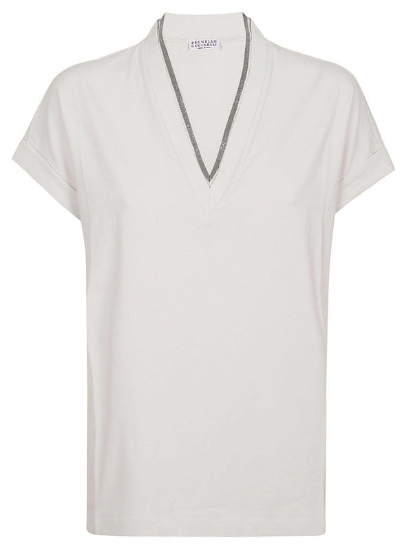 Brunello Cucinelli Embellished V-neck T-shirt - Women
