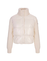 Moncler White Padded Cardigan In Wool - Women