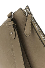 Fendi Dove Grey Leather Clutch - Men