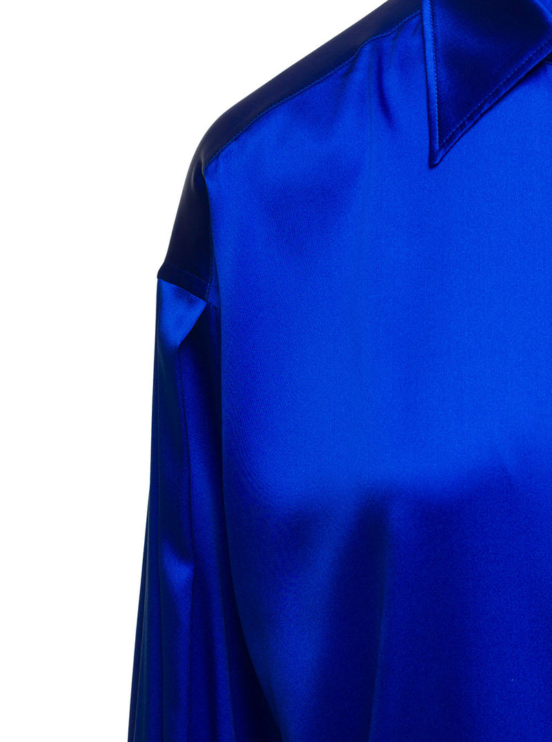 Tom Ford Blue Relaxed Shirt With Pointed Collar In Stretch Silk Woman - Women
