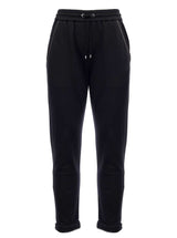 Brunello Cucinelli Black Cotton And Silk Joggers With Monile Insert - Women