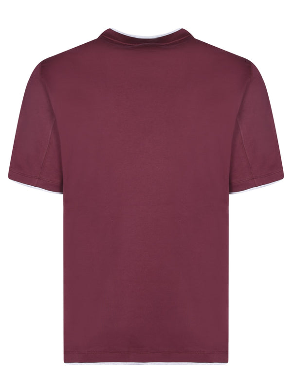 Brunello Cucinelli Contrasting Edges Bordeaux T-shirt - Men