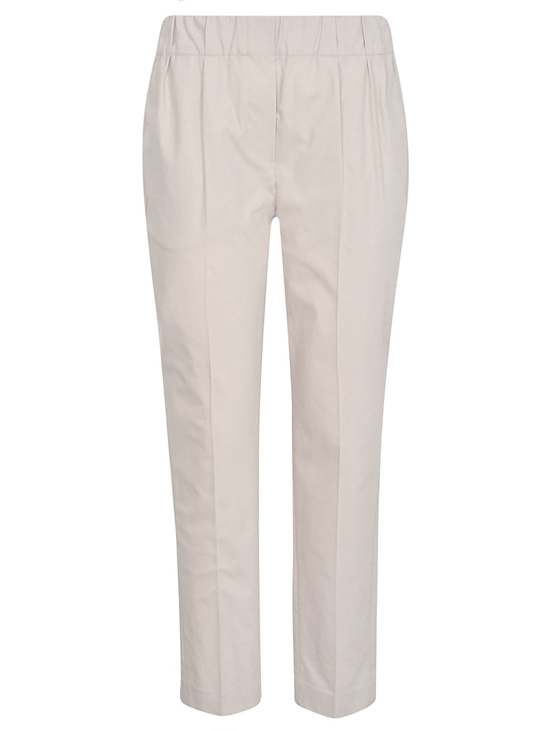 Brunello Cucinelli Elastic Waist Cropped Plain Trousers - Women