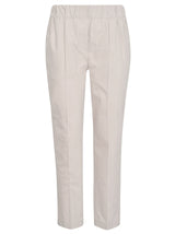 Brunello Cucinelli Elastic Waist Cropped Plain Trousers - Women