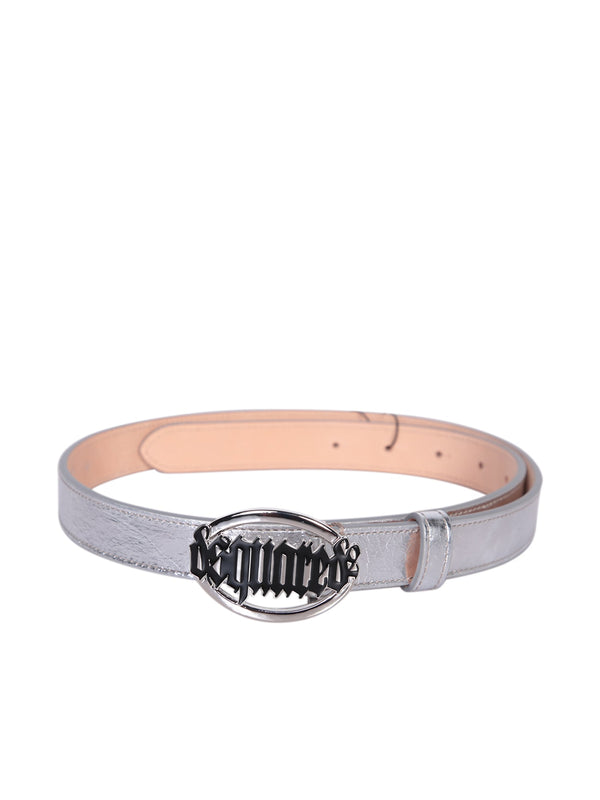 Dsquared2 Crackle Laminated Silver Belt - Women