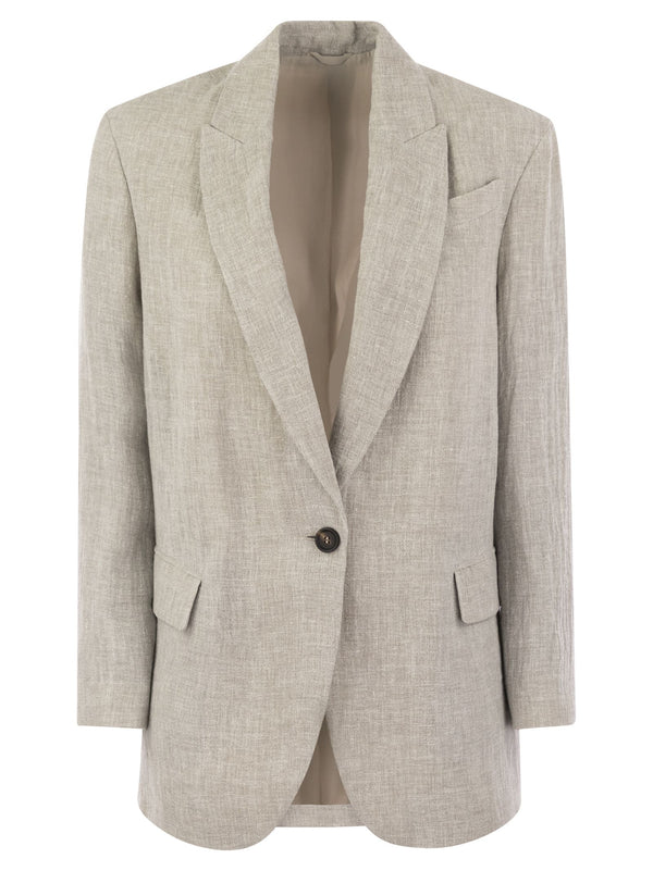 Brunello Cucinelli Lessivé Linen Canvas Jacket - Women