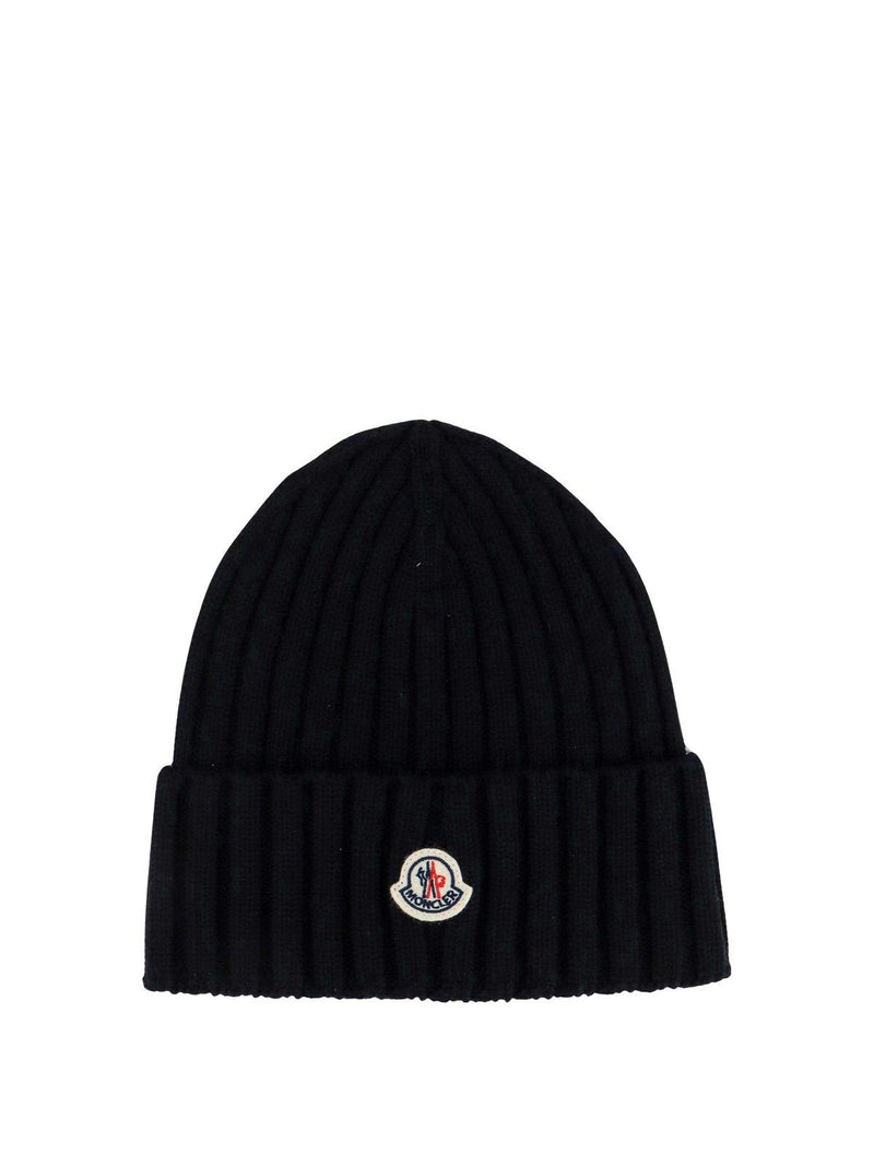 Moncler Logo Patch Ribbed Beanie - Women