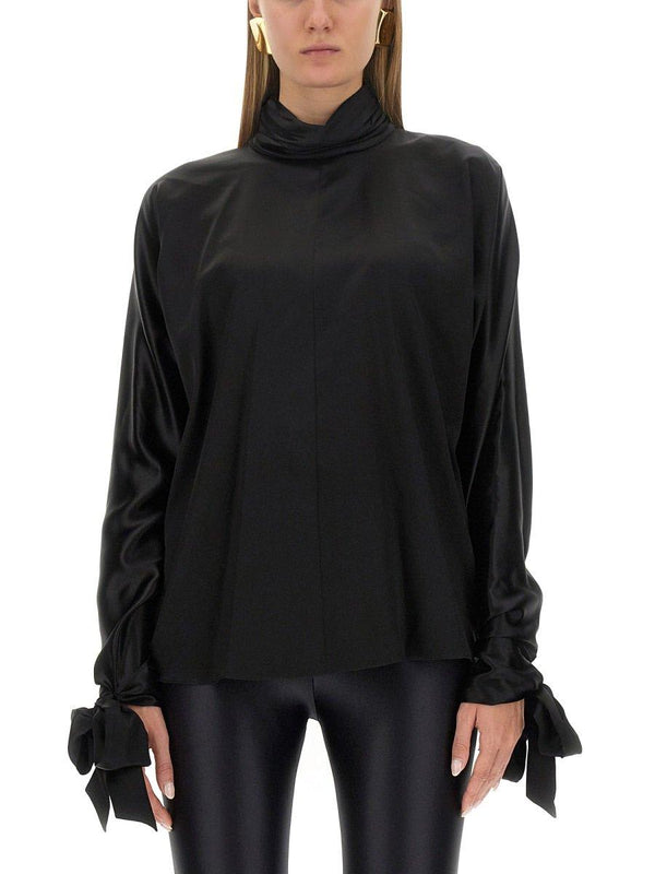 Saint Laurent Gathered Turtleneck Blouse - Women