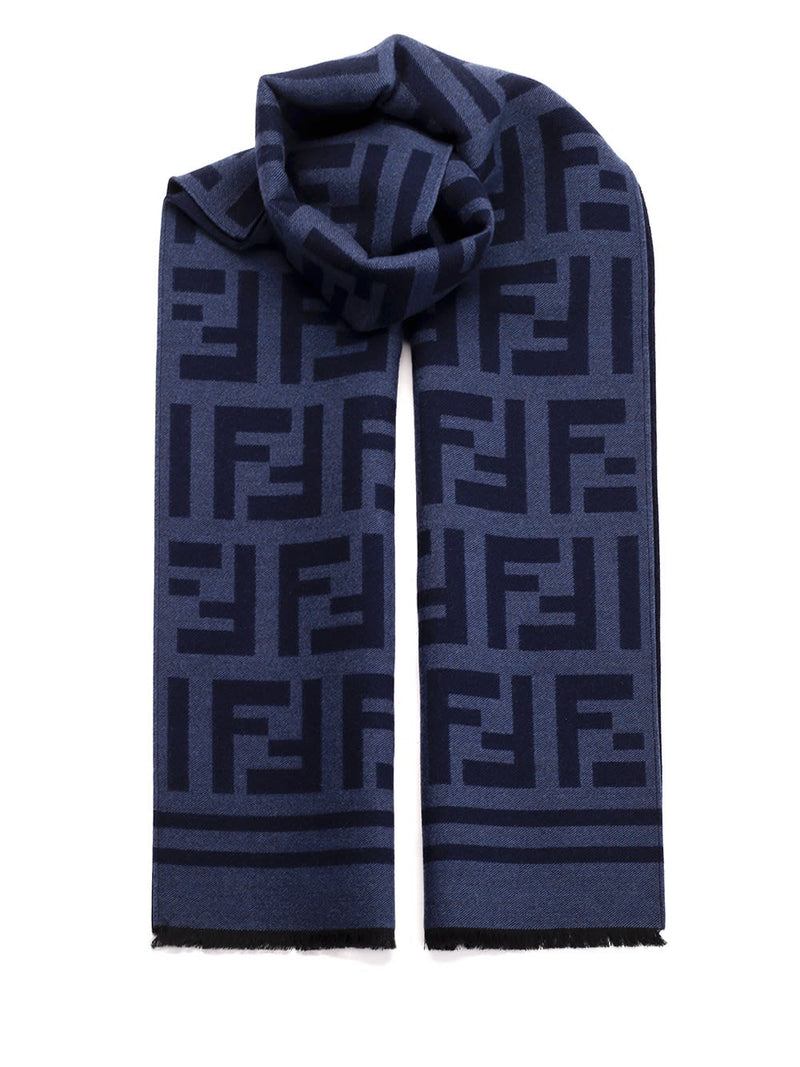 Fendi Monogram Scarf In Wool And Silk - Men