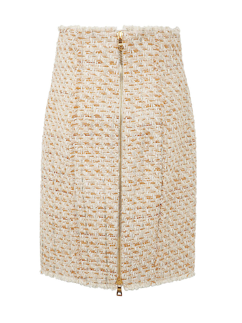 Balmain Tweed Skirt With Front Golden Buttons - Women