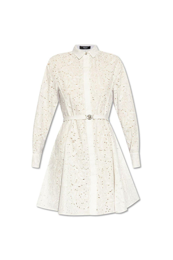 Versace Sangallo Barocco-embroidered Long-sleeved Shirt Dress - Women